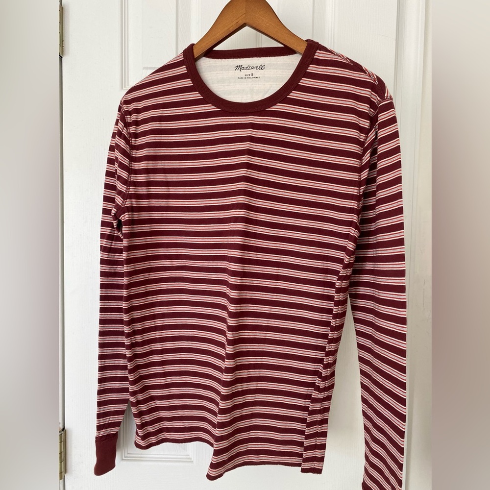 Madewell Naylor Stripe Doubledown Men’s Crew Neck Long Sleeve T Shirt Size S